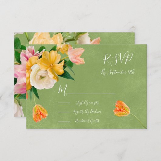Bright Bold Bloemen Trouwkaarten RSVP (Voorkant / Achterkant)