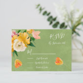 Bright Bold Bloemen Trouwkaarten RSVP Kaartje (Staand voorkant)