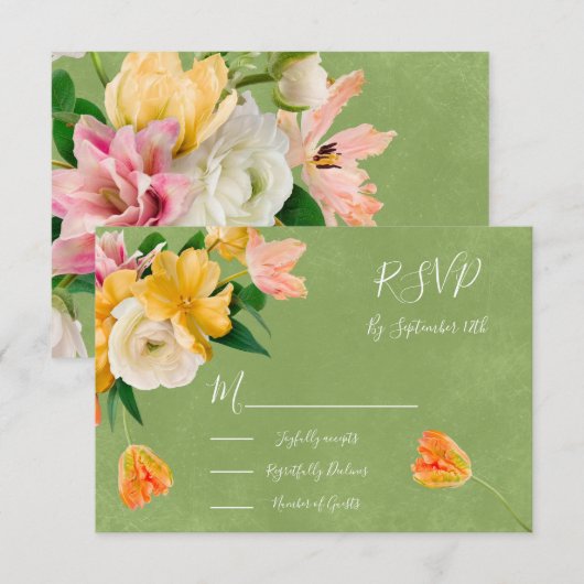 Bright Bold Bloemen Trouwkaarten RSVP Kaartje (Voorkant / Achterkant)