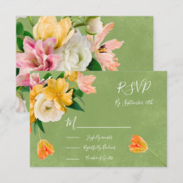 Bright Bold Bloemen Trouwkaarten RSVP Kaartje