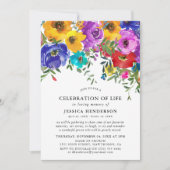 Bright & Bold Bloemen Viering van het Leven Kaart (Voorkant)