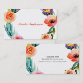 Bright Bold Bloemenkrans Waterverf Chic Flowers Visitekaartje (Voorkant / Achterkant)