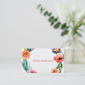 Bright Bold Bloemenkrans Waterverf Chic Flowers Visitekaartje (Staand voorkant)