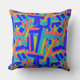 Bright Bold Blue Green Coral Abstract Patches Kussen