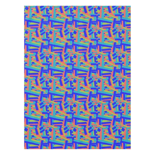 Bright Bold Blue Green Coral Abstract Patches Tafelkleed (Voorkant)