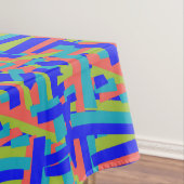 Bright Bold Blue Green Coral Abstract Patches Tafelkleed (Voorbeeld)