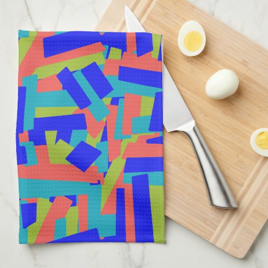 Bright Bold Blue Green Coral Abstract Patches Theedoek (Quarter Fold)