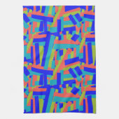 Bright Bold Blue Green Coral Abstract Patches Theedoek (Verticaal)