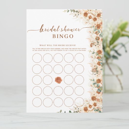 Bright Bold Boho Bruids Bingo | Terracotta Rozen (Staand voorkant)