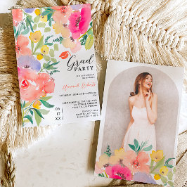 Bright bold boho tuin bloemenafstuderen kaart