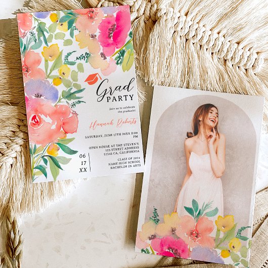 Bright bold boho tuin bloemenafstuderen kaart