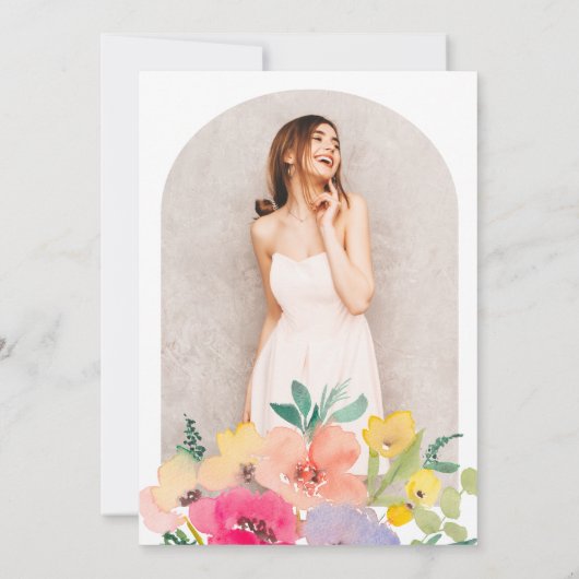 Bright bold boho tuin bloemenafstuderen kaart (Achterkant)