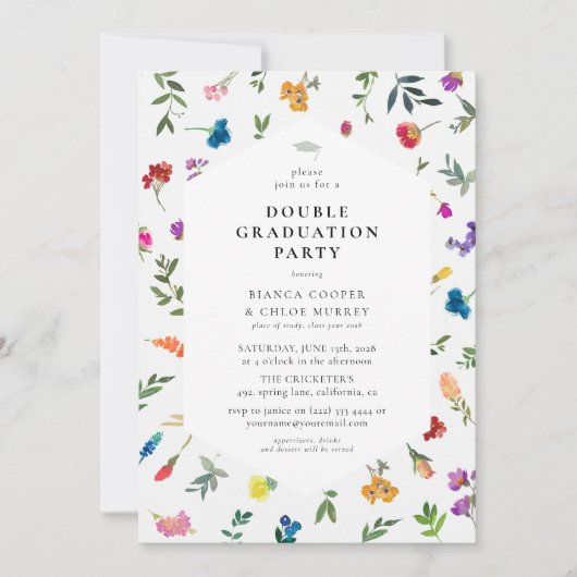 Bright Bold Dainty Bloemen Dubbele Graduation Part Kaart (Voorkant)