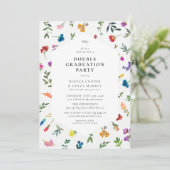 Bright Bold Dainty Bloemen Dubbele Graduation Part Kaart (Staand voorkant)