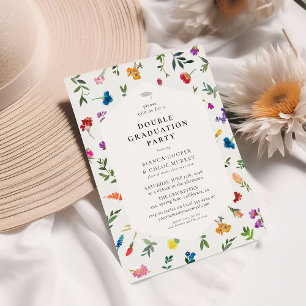 Bright Bold Dainty Bloemen Dubbele Graduation Part Kaart