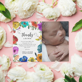 Bright & Bold Floral Baby shower Bedankkaart
