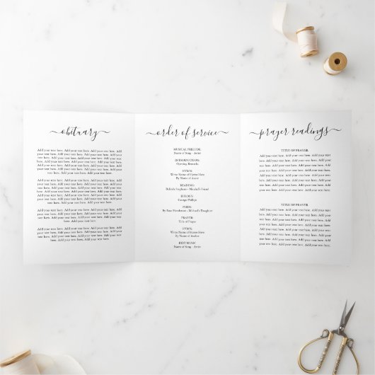 Bright & Bold Floral Funeral Memorial-programma Drieluik Uitnodiging (Binnen)