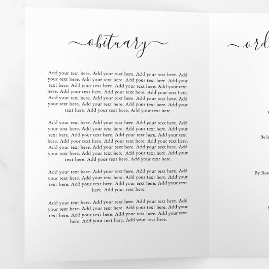 Bright & Bold Floral Funeral Memorial-programma Drieluik Uitnodiging (Binnenzijde eerst)