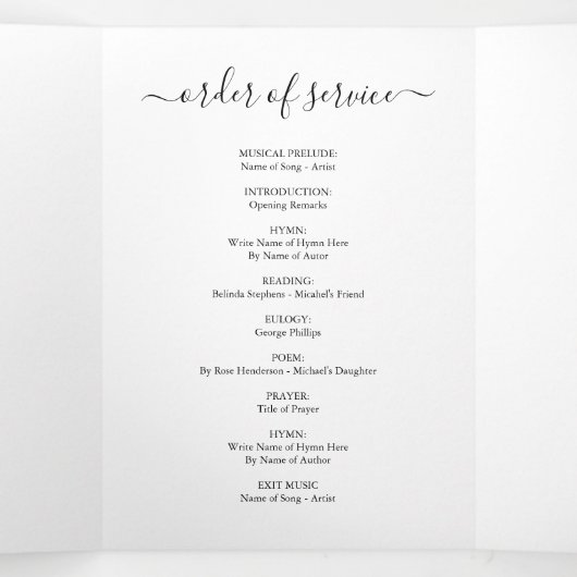 Bright & Bold Floral Funeral Memorial-programma Drieluik Uitnodiging (Binnenkant midden)