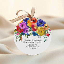 Bright & Bold Florals Baby shower Dank u Bedankjes Labels