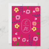Bright & Bold Fuchsia Roze Bloemen Monogram Bruilo Kaart (Achterkant)