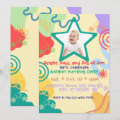 Bright, bold, fun 1st Birthday Kaart (Voorkant / Achterkant)