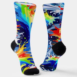 Bright Bold Fun Paint Splatter Swirl Asymmetrisch Sokken