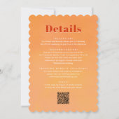 Bright & Bold Gradient Sinaasappel QR Code Wedding Kaart (Achterkant)