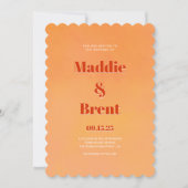 Bright & Bold Gradient Sinaasappel QR Code Wedding Kaart (Voorkant)