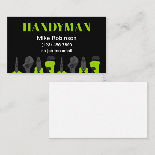Bright Bold Handyman Business Cards Design Visitekaartje (Voorkant / Achterkant)