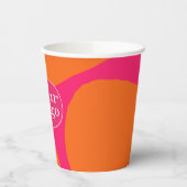 Bright Bold Hot Roze en Sinaasappel met uw Logo Papieren Bekers (Links)