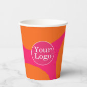 Bright Bold Hot Roze en Sinaasappel met uw Logo Papieren Bekers (Voorkant)