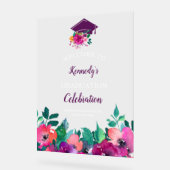 Bright & Bold Kleurrijke Bloemen Afstuderen Acryl Bord (Hoek)