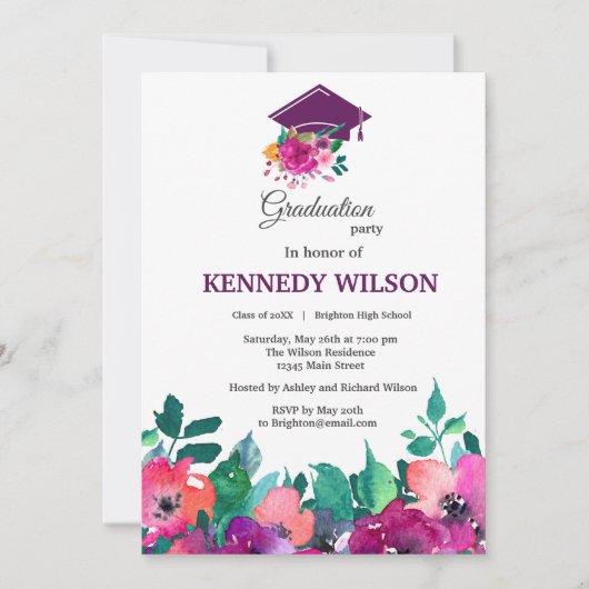 Bright & Bold Kleurrijke Bloemen Afstuderen Kaart (Voorkant)