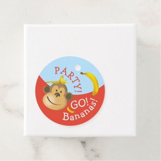 Bright Bold Kleurrijke Go Bananas Monkey Party Bedankjes Labels (In situ)