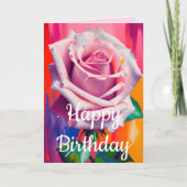 Bright & Bold Kleurrijke Roze Lente Roos Verjaarda Kaart (Voorkant)