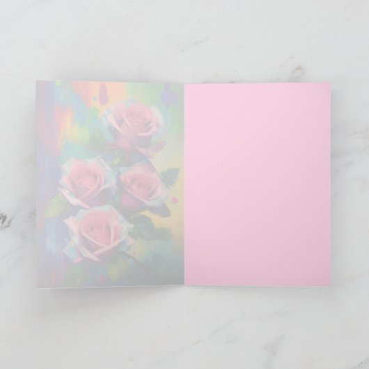 Bright & Bold Kleurrijke Roze Lente Roos Verjaarda Kaart (Binnen)
