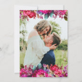Bright Bold Magenta Bloemen & Foto Bruiloft Save The Date (Achterkant)