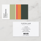 BRIGHT BOLD MODERN ORANJE BEIGE PINK NAVY STRIPES VISITEKAARTJE (Voorkant / Achterkant)