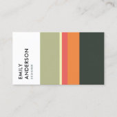 BRIGHT BOLD MODERN ORANJE BEIGE PINK NAVY STRIPES VISITEKAARTJE (Voorkant)