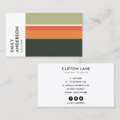 BRIGHT BOLD MODERN ORANJE BEIGE PINK NAVY STRIPES VISITEKAARTJE (Voorkant / Achterkant)