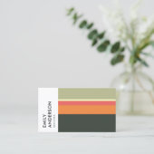 BRIGHT BOLD MODERN ORANJE BEIGE PINK NAVY STRIPES VISITEKAARTJE (Staand voorkant)