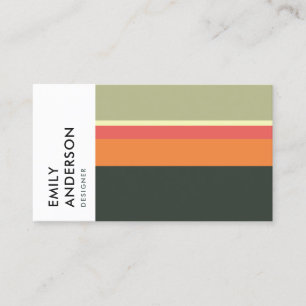 BRIGHT BOLD MODERN ORANJE BEIGE PINK NAVY STRIPES VISITEKAARTJE