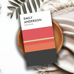 BRIGHT BOLD MODERN ORANJE PINK PEACH GRAY STRIPES VISITEKAARTJE