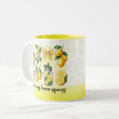 Bright Bold Preppy Lemon Summer Vibes Tweekleurige Koffiemok (Voorkant links)