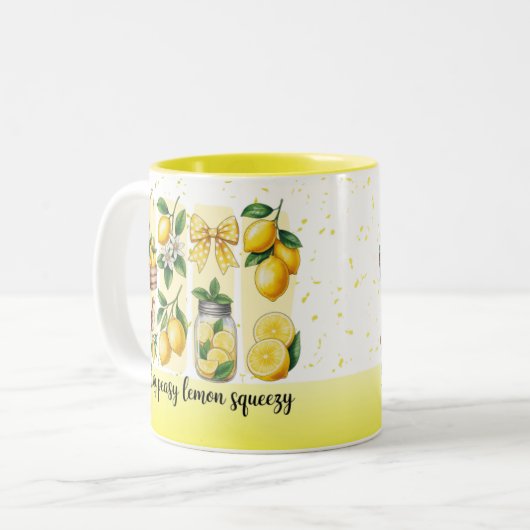 Bright Bold Preppy Lemon Summer Vibes Tweekleurige Koffiemok (Voorkant links)