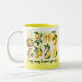 Bright Bold Preppy Lemon Summer Vibes Tweekleurige Koffiemok (Links)