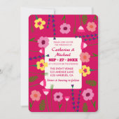Bright & Bold Roze Kleurrijke Bloemen QR Code Brui Kaart (Voorkant)