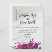 Bright Bold Roze & Paarse Bloemen Zonlicht Bruilof Kaart (Voorkant)