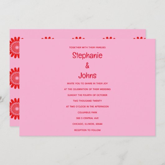 Bright Bold Sinaasappel Roze Kleurrijke Bloemen Br Kaart (Voorkant / Achterkant)